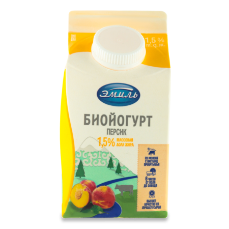 Биойогурт 1.5% Персик Эмиль т/п 500г