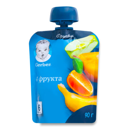 Пюре Gerber 4 Фрукта 90гр д/п