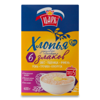 Хлопья Зерновые Экстра 6 Злаков овёс-пшеница-ячмень-рожь-гречиха-кукуруза Царь к/у 400г