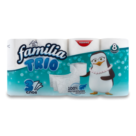 Бумага туалетная familia Trio 3сл 8шт гр/у