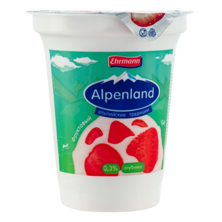Продукт Йогуртный 0.3% Пастеризованный с Клубникой Фруктовый Alpenland Ehrmann ст 320г