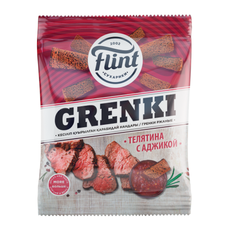 Сухарики Flint Grenki Телятина с Аджикой 100гр фл/п