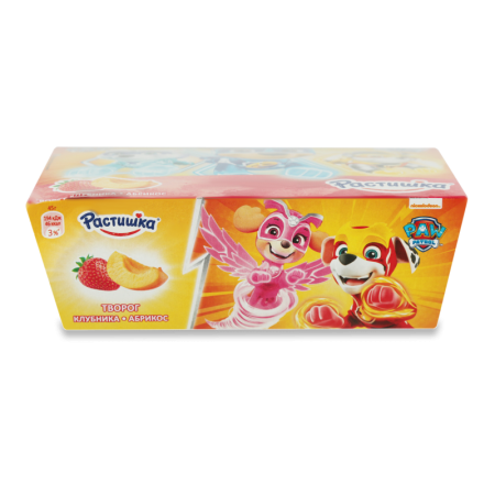 Творог 3.5% Для Детей от 3лет клубника-абрикос Paw Patrol Растишка к/у 6x45г
