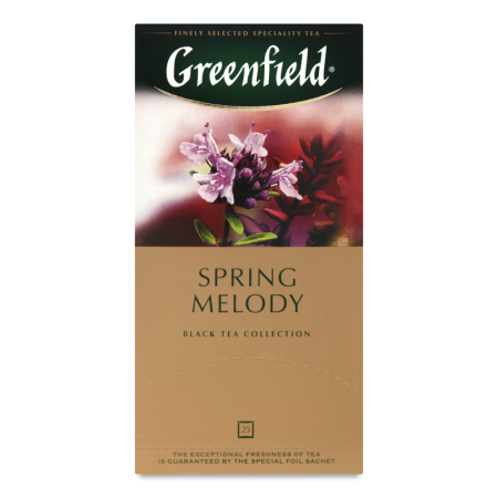 Чай Черный Байховый с Ароматом Фруктов и Душистых Трав и Растительными Компонентами Spring Melody Greenfield к/у 25х1.5г