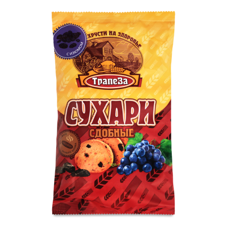 Сухари Сдобные с Изюмом Трапеза м/у 200г Сухари Сдобные с Изюмом Трапеза м/у 200г
