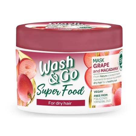 Маска wash&go Superfood с Виноградом и Макадамией 300мл Бан Маска wash&go Superfood с Виноградом и Макадамией 300мл Бан