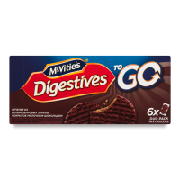 Печенье из Цельнозерновых Злаков Покрытое Молочным Шоколадом Digestives to go mcvitie`s к/у 6х33.3г
