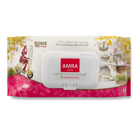 Салфетки Влажные Освежающие Rome Ultra Amra 120шт