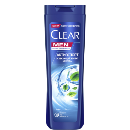 Шампунь Clear д/мужчин Активспорт с Освежающим Ментолом 380мл фл