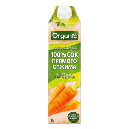 Сок Organic яблоко-морковь Прямой Отжим б/сахара 1л Tga