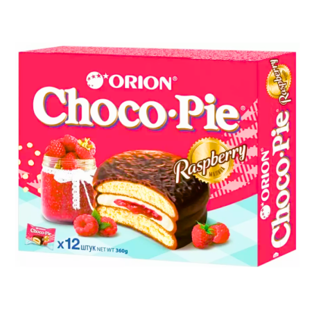 Бисквит Orion Choco Pie Raspberry 12шт 360гр Кор