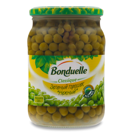 Горошек Зеленый Консервированный Стерилизованный Нежный Bonduelle с/б 580г