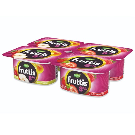 Йогурт Campina Fruttis клубн/яблок/груша 8% 115гр Стак