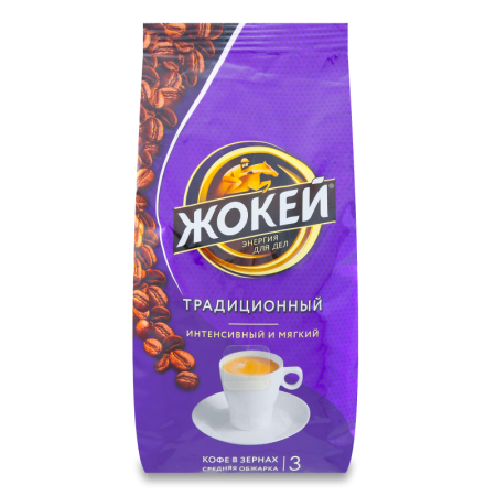 Кофе Жокей Традиционный в Зернах в/с 400гр фл/п