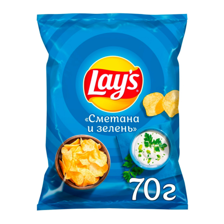 Чипсы Lays Сметана и Зелень 70гр п/п Чипсы Lays Сметана и Зелень 70гр п/п