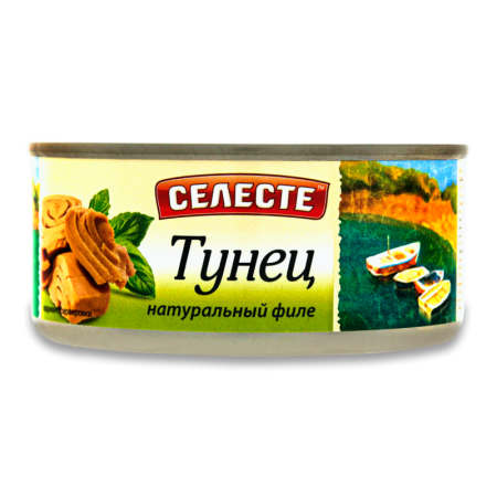 Тунец Филе Натуральный Скипджек Селесте ж/б 140г