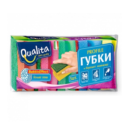 Губки Qualita д/посуды Profile 5шт гр/у