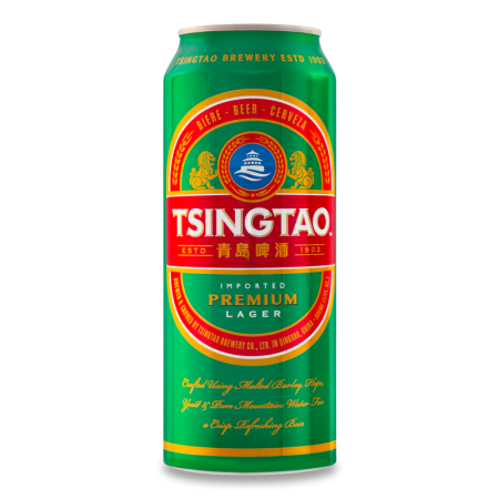 Пиво 0.5л 4.7% Светлое Фильтрованное Premium Lager Tsingtao ж/б