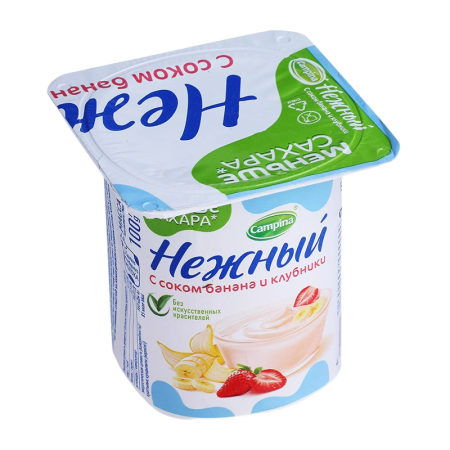 Йогурт Campina Нежный с Соком Бан и Клубн 1,2% 100гр