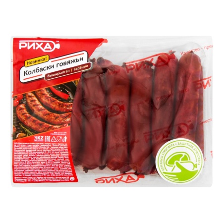 Колбаски Риха Говяжьи в/к в/с 500гр шт в/у