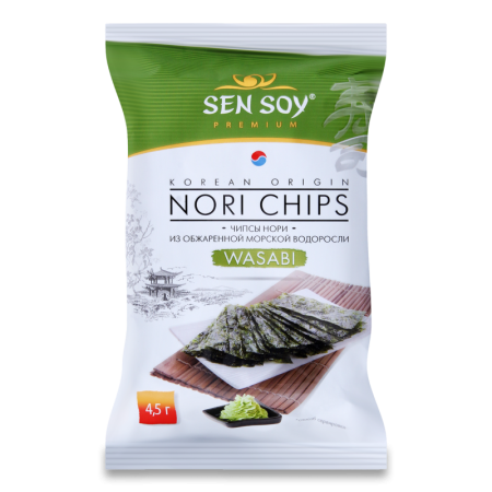 Чипсы из Сушеных Морских Водорослей Нори Wasabi Sen Soy м/у 4.5г