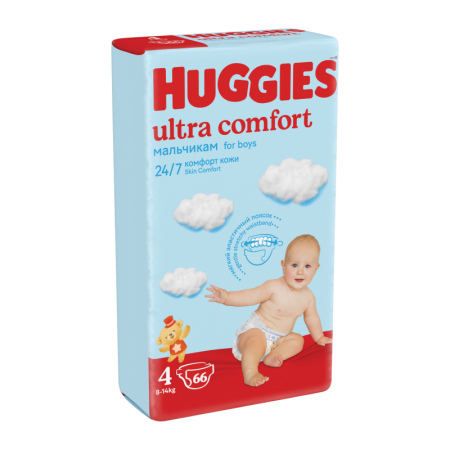 Подгузники Детские Одноразовые 8-14кг 4 Ultra Comfort Boy Huggies 66шт