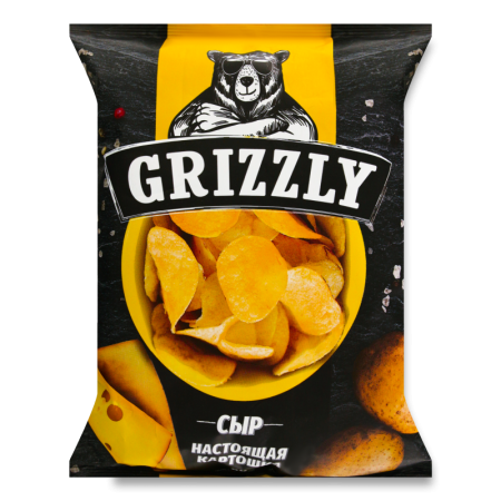 Чипсы Натуральные Картофельные Сыр Grizzly м/у 60г