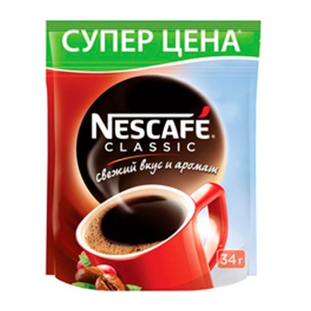 Кофе Nestle Nescafe Classic Свежий Вкус и Аромат 34гр д/п