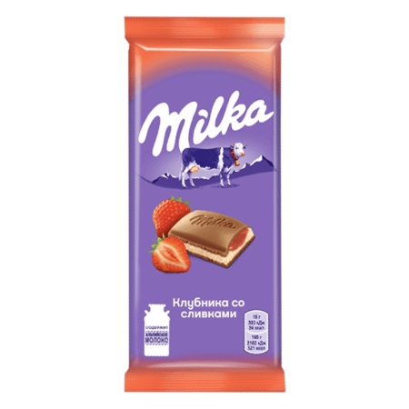 Шоколад Milka Молочный Клубника со Сливками 85гр фл/п