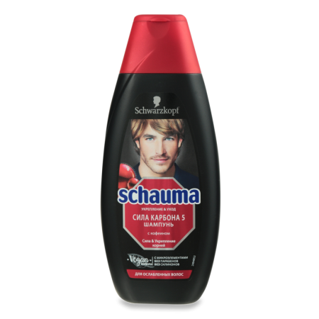 Шампунь Для Ослабленных Волос с Кофеином Сила Карбона 5 Schauma 380мл