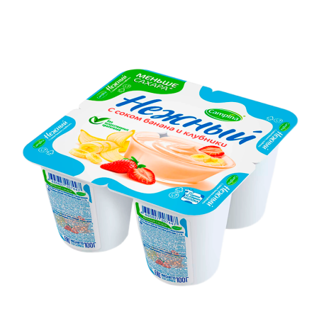 Йогурт Campina Нежный с Соком Бан и Клубн 1,2% 100гр