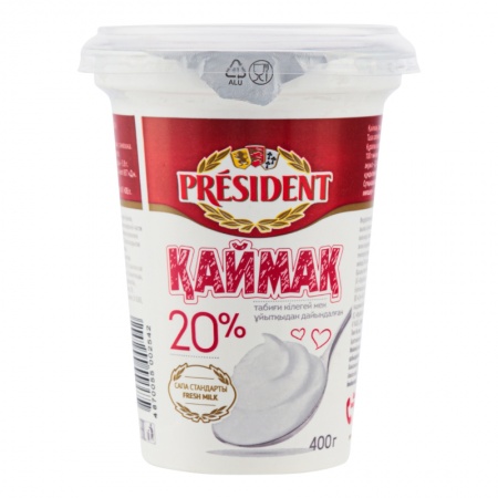 Сметана 20% President ст 400г