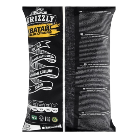 Чипсы Натуральные Картофельные Сыр Grizzly м/у 110г