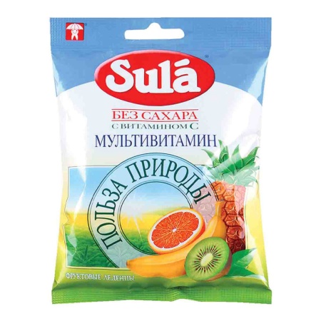 Леденцы Sula Мультивитамин б/сахара 60гр п/п