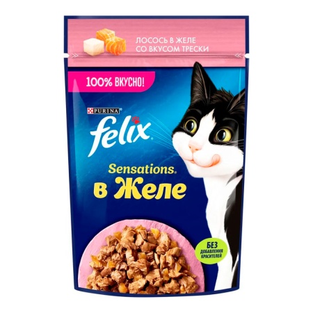 Корм Felix Лосось в Желе со Вкусом Трески 75гр д/п