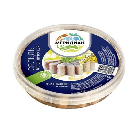 Сельдь Меридиан Филе Кусочки Атлантическая в Масле 175гр