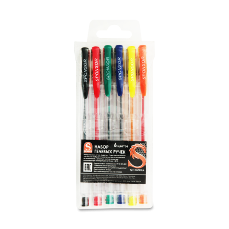 Набор Гелевых Ручек 6 Цветов №sgp01s/6 Sponsor 1шт