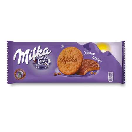 Печенье из Цельнозерновой Муки с Овсяными Хлопьями Покрытое Молочным Шоколадом Milka м/у 168г