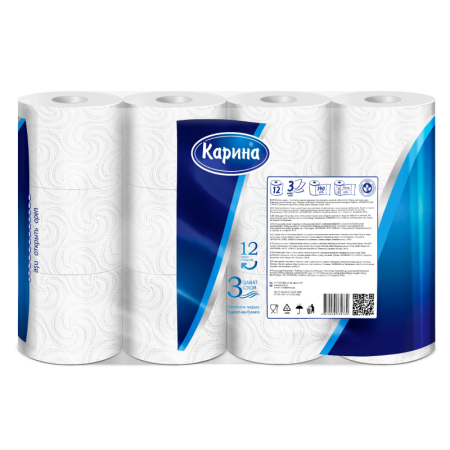 Бумага Туалетная Карина 3сл 12шт гр/уп