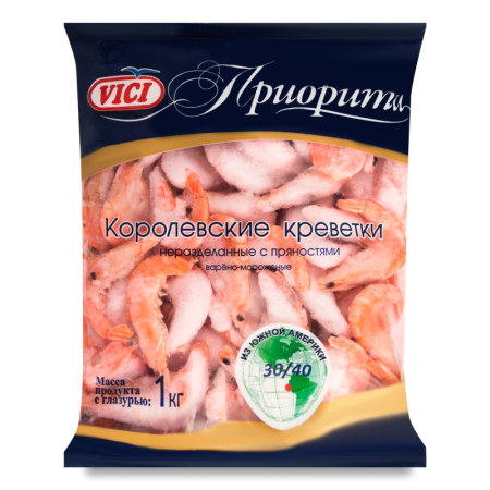 Креветки Королевские Неразделанные с Пряностями 30/40 Vici в/м м/у 1кг