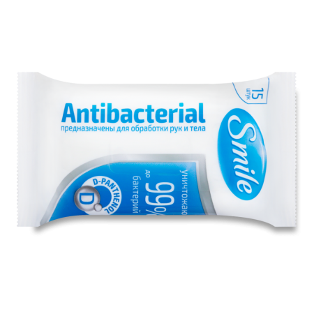 Салфетки Влажные с д-пантенолом Antibacterial Smile 15шт