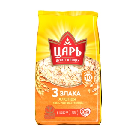 Хлопья Царь 3 Злака 400гр п/п