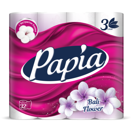 Бумага Туалетная Papia Bali Flower 3 Слоя 32шт гр/уп Бумага Туалетная Papia Bali Flower 3 Слоя 32шт гр/уп