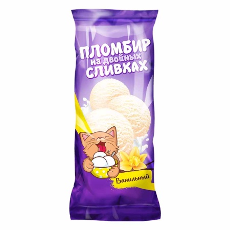 Мороженое Пломбир на Двойных Сливках Ваниль 900гр фл/п