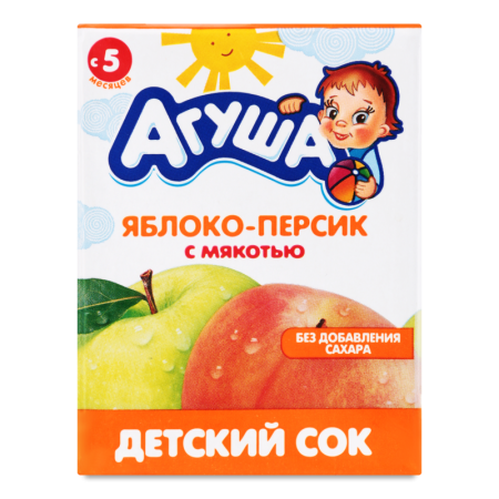 Сок Для Детей от 5мес с Мякотью яблоко-персик Агуша т/п 200мл