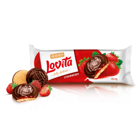 Печенье Roshen Lovita Jelly Cookies Клубника 135гр фл/п
