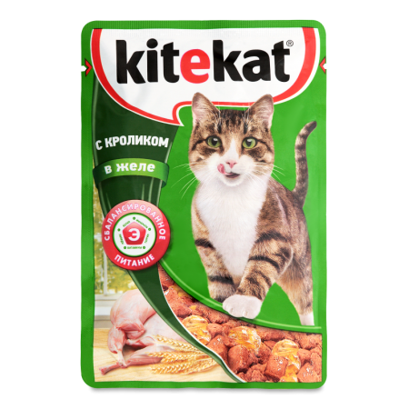 Корм Влажный Для Взрослых Кошек с Кроликом в Желе Kitekat м/у 85г