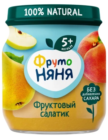 Пюре Фрутоняня Фруктовый Салатик 5мес+ 100гр с/б