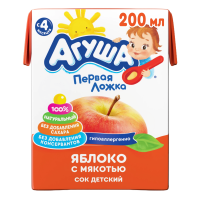Сок Для Детей от 4мес с Мякотью Яблоко Агуша т/п 200мл