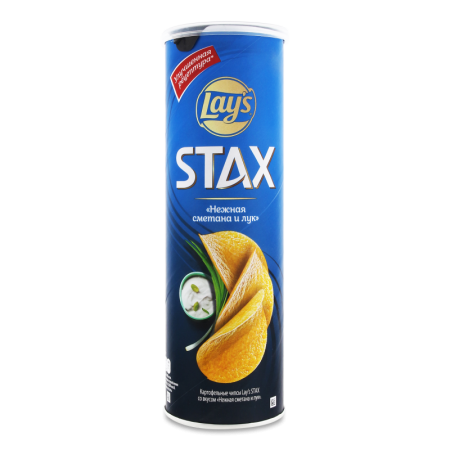 Чипсы Lays Stax со Вкусом Нежная Сметана и Лук 140гр Туб